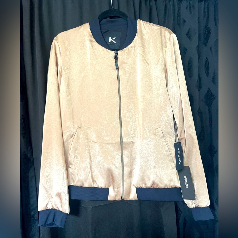 Koral By Ilana Kugel gold satin bomber jacket